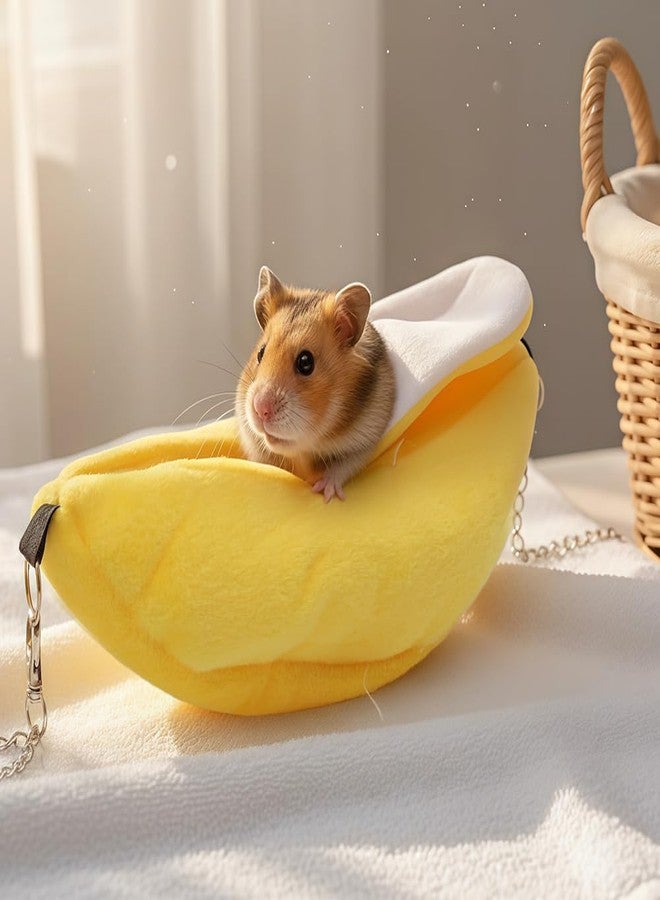 DQITJ 2 Pack Sugar Glider Bed House Hamster Banana Warm Hammock Small Animal Cage Nest (Pink and Yellow) - Image 3