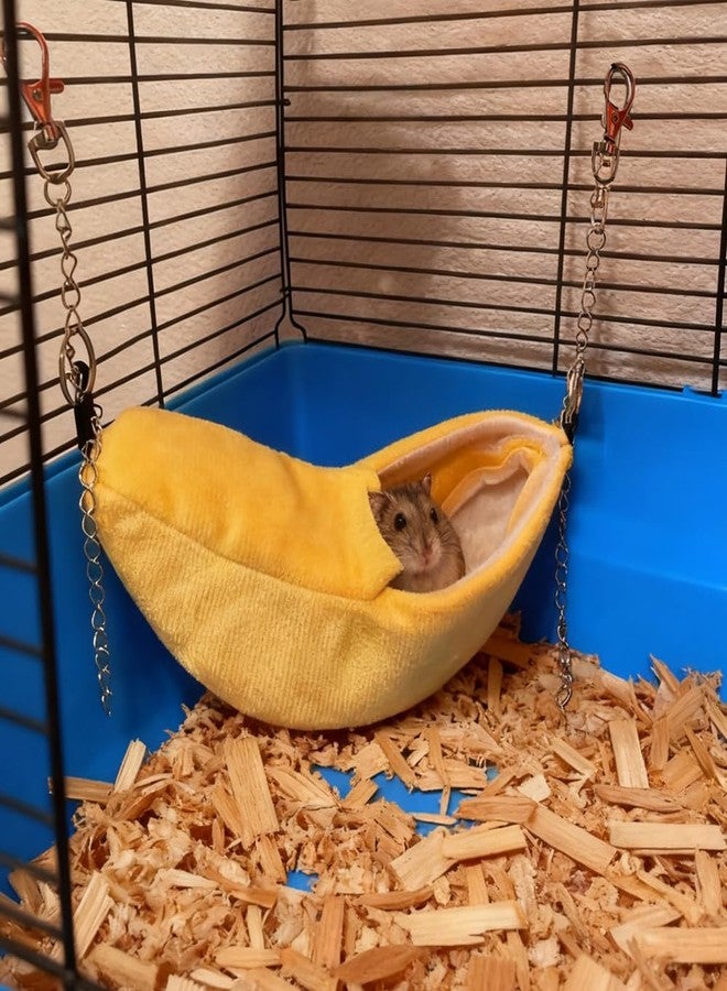 DQITJ 2 Pack Sugar Glider Bed House Hamster Banana Warm Hammock Small Animal Cage Nest (Pink and Yellow) - Image 2
