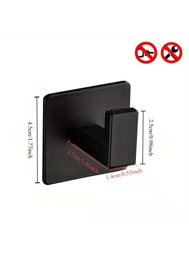 Black 4pcs Heavy Duty Metal Wall Mounted Towel Hanger with Shower Hook - Image 4