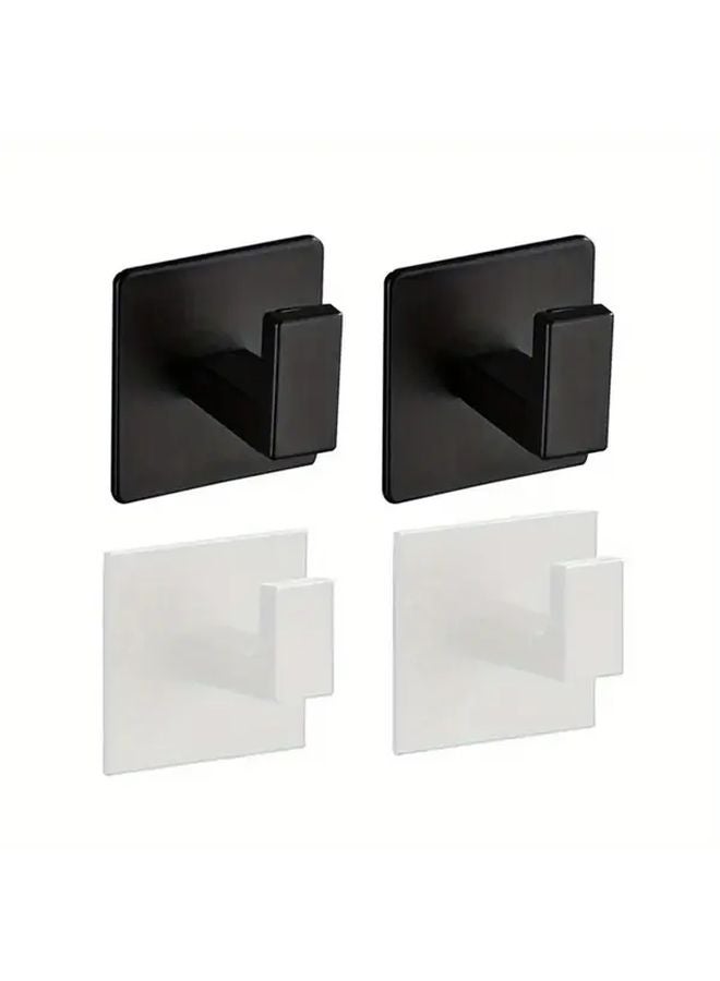 Black 4pcs Heavy Duty Metal Wall Mounted Towel Hanger with Shower Hook - Image 2