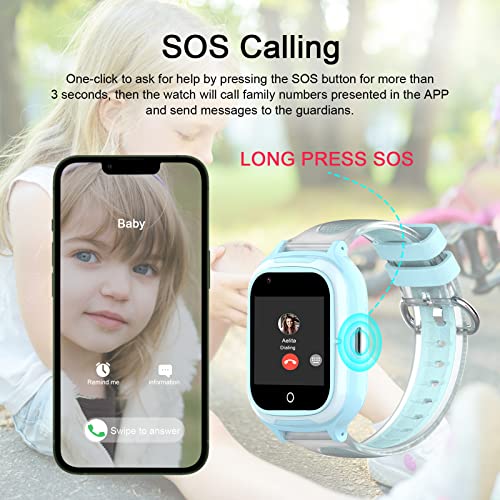 LogHog Wonlex 4G Smart Watch for Kids Call and Text Boys Girls 4-12 Baby Watches with SIM Card GPS Tracker Touch Screen Kids Phone Watch Voice Video Calling Messaging (Blue) - Image 5