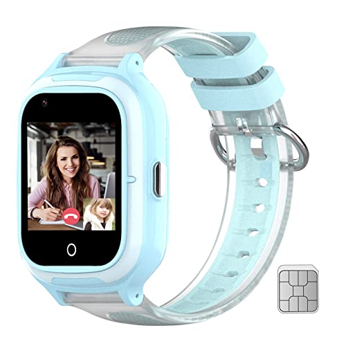 LogHog Wonlex 4G Smart Watch for Kids Call and Text Boys Girls 4-12 Baby Watches with SIM Card GPS Tracker Touch Screen Kids Phone Watch Voice Video Calling Messaging (Blue) - Image 1