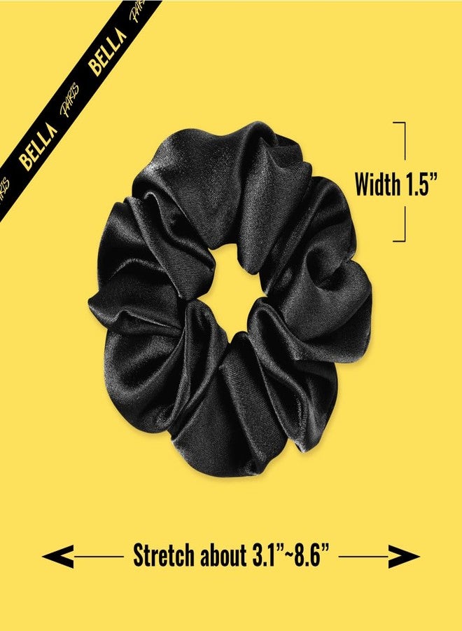 PARISBELLA NO DAMAGE Silk Scrunchies For Hair Sleep, Satin Hair Ties for Women and Girls, Classic Black, Pack of 3 - Image 5