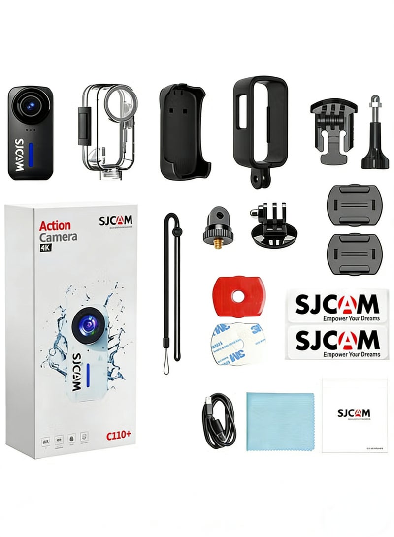أس جي كام كاميرا 4K للحركة، كاميرا جيبية، تثبيت مستقر، مقاومة للماء، كاميرا قبعة صغيرة، مجال رؤية 170 درجة، مناسبة لتصوير الفيديو وبرمجة الويب، مزودة بمنفذ صوت وميكروفون مدمج، مع مجموعات تركيب القبعة، اللون الأسود - Image 1