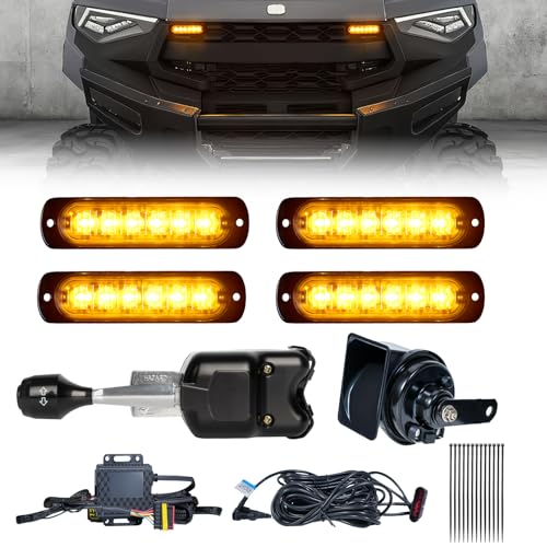 BystralX UTV Turn Signal Kit with 110dB Horn, Plug and Play, Pre-Wired UTV ATV Blinker Kit with Lever Column Switch, Street Legal Turn Signals Kit Compatible with Polaris, Can-Am, Teryx, CFMOTO - Image 1