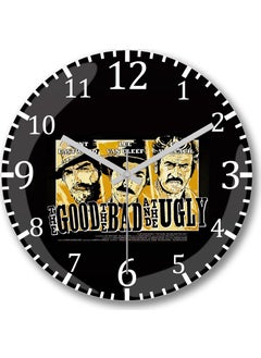 Print Shop Good Bad Ugly Wall Clock Curved Real Glass