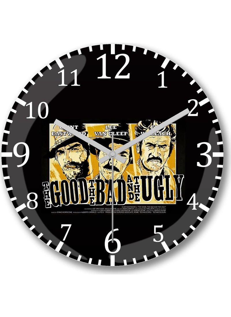 Baskı Dükkanı - Print Shop Good Bad Ugly Wall Clock Curved Real Glass - Image 1