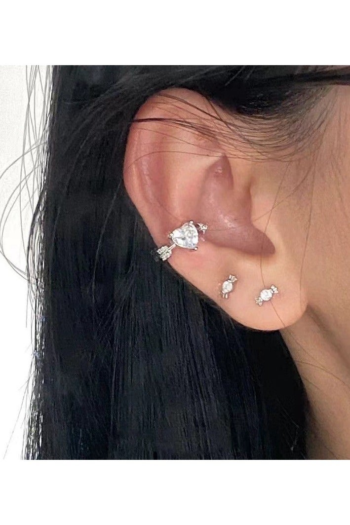 Goolsky Arrow Pierced Heart Ear Cuff – Sparkling Non-Pierced Cartilage Clip Earrings, Delicate No-Pain Ear Clips for Women, Trendy Everyday Jewelry - Image 3