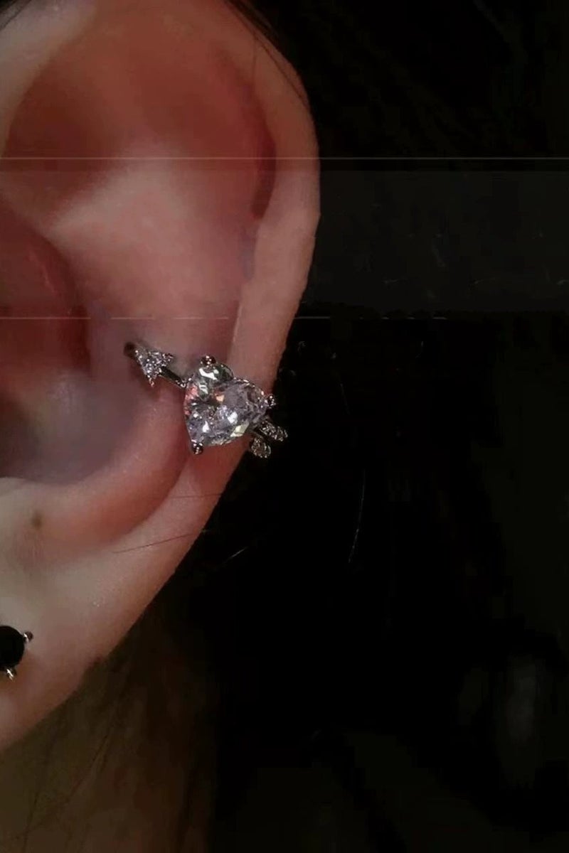 Goolsky Arrow Pierced Heart Ear Cuff – Sparkling Non-Pierced Cartilage Clip Earrings, Delicate No-Pain Ear Clips for Women, Trendy Everyday Jewelry - Image 5