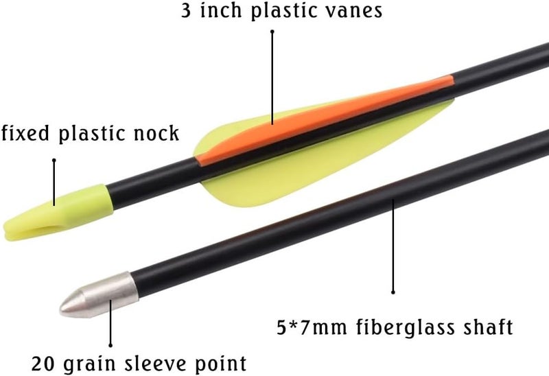 TY Archery 26 28 30 Inch Youth Arrows Fiberglass Archery Recurve Bow Target Arrows Practice Shooting for Kids Beginners Outdoor - Image 2