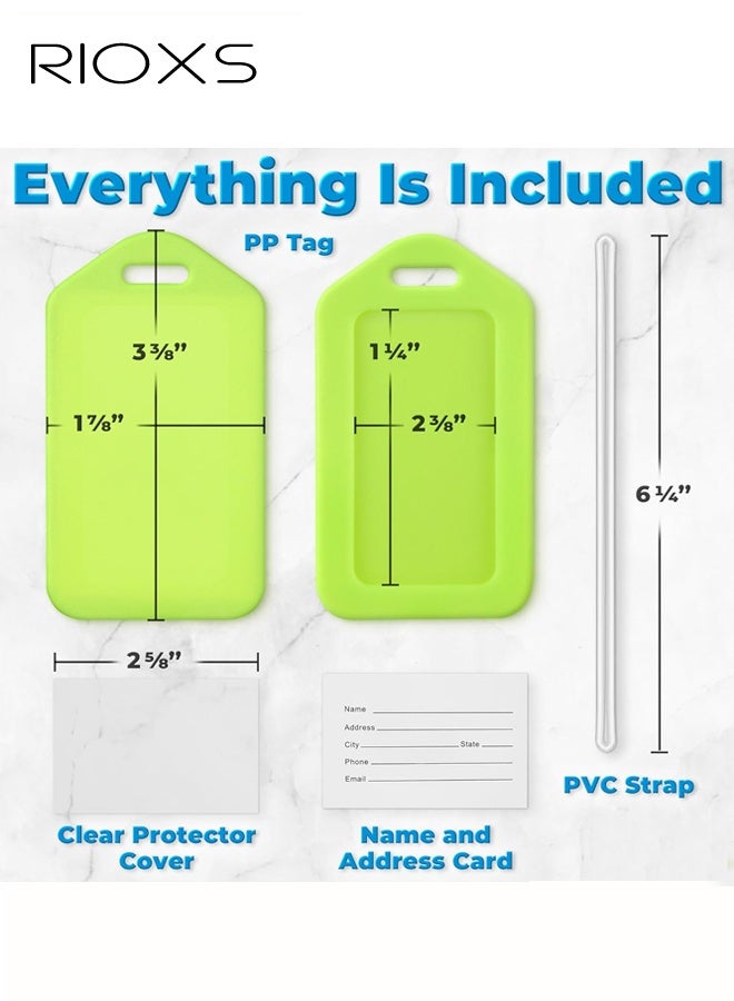 ريوكس مجموعة من 6 بطاقات أمتعة، بطاقات أمتعة زاهية مع غشاء مقاوم للماء، بطاقات أسماء للأطفال، أساسيات السفر بالطائرة، إكسسوارات سفر أساسية، ألوان متنوعة. - Image 3