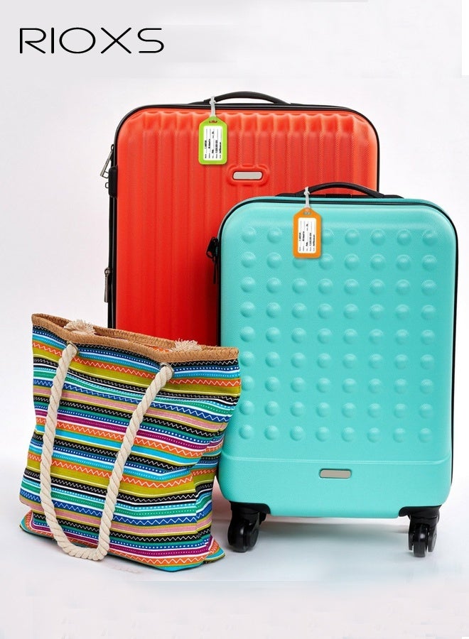 ريوكس مجموعة من 6 بطاقات أمتعة، بطاقات أمتعة زاهية مع غشاء مقاوم للماء، بطاقات أسماء للأطفال، أساسيات السفر بالطائرة، إكسسوارات سفر أساسية، ألوان متنوعة. - Image 5