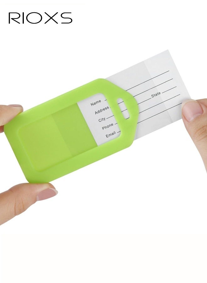 ريوكس مجموعة من 6 بطاقات أمتعة، بطاقات أمتعة زاهية مع غشاء مقاوم للماء، بطاقات أسماء للأطفال، أساسيات السفر بالطائرة، إكسسوارات سفر أساسية، ألوان متنوعة. - Image 2