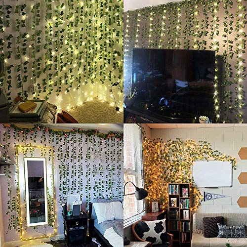 VRCT Artificial Leaves Fake Vines Artificial, Silk Garland Green Artificial Hanging Plants For Wedding Wall Decor, Party Room Decor (Pack Of 6), Vine;Pine;Fern;Ivy - Image 3