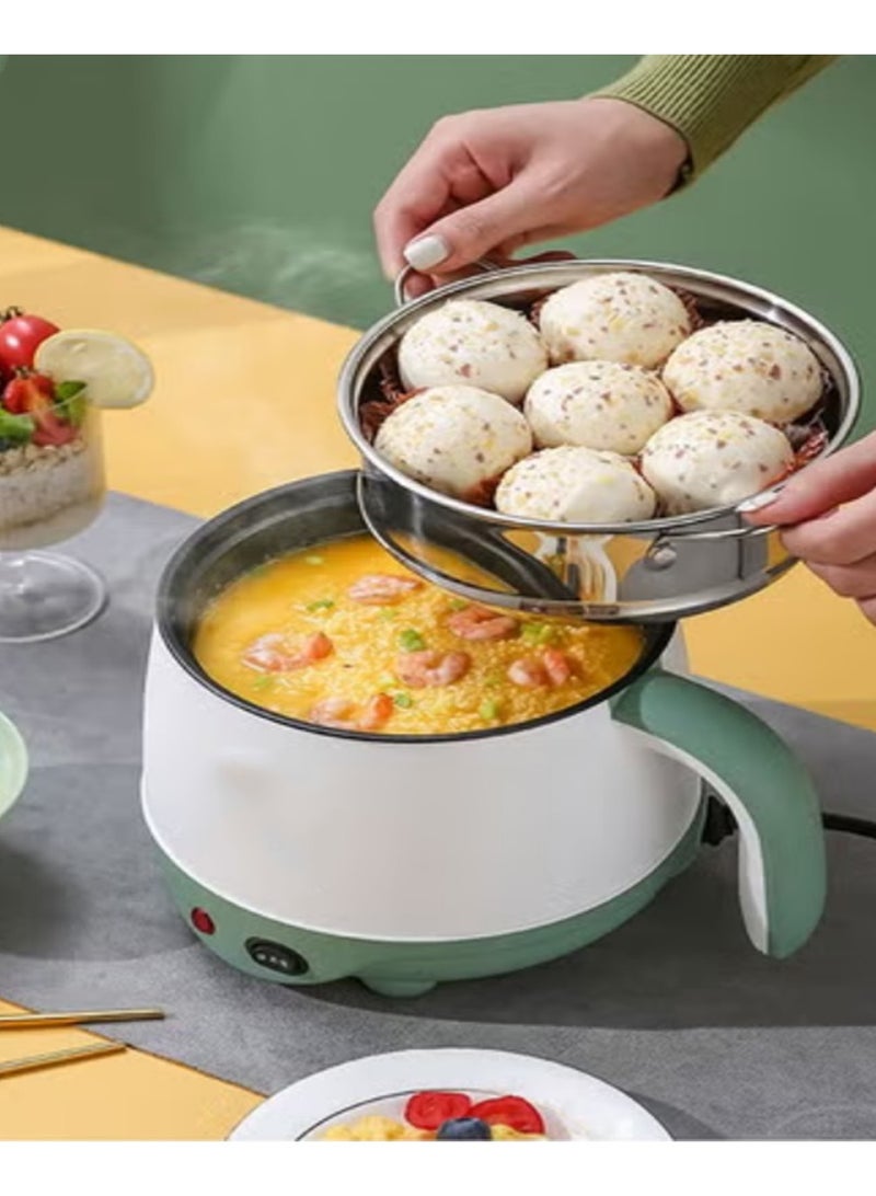 Smart Mini Electric Pot - 1.8L Compact Cooker with Steamer for Dorms, 300W/600W Dual Power, Non-Stick Stainless Steel Pot, Perfect for Noodles, Soup & Hot Pot (Grey)  - Image 2