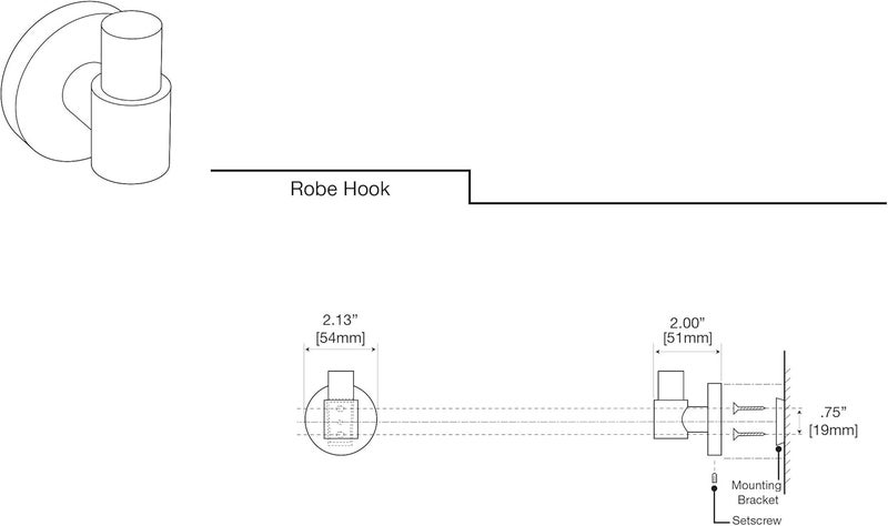 Gatco 4665 Reveal Robe Hook Chrome  Wall Mounted 213 W Single Hook for Bathroom - Image 4