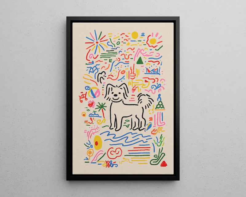 TNESSENTIAL Colorful Dog Doodle Portrait Poster or Canvas Print, Whimsical Summer Art, Funny Dog Illustration, Beach Vibes Modern Playful Kids Wall Art - Image 5