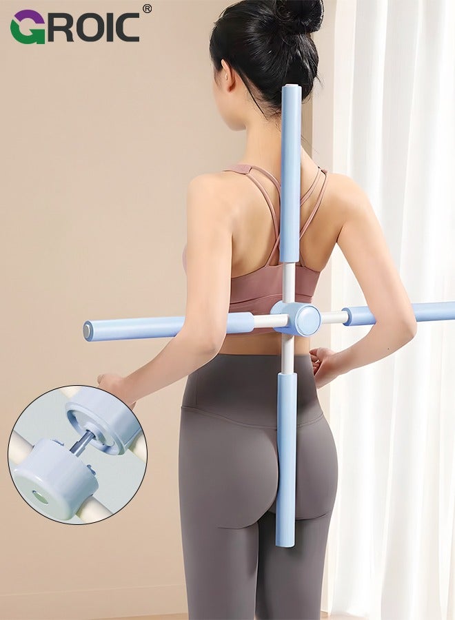GROIC Back Straightener Posture Corrector, Yoga Sticks Stretching Tool for Posture, Humpback Correction Sticks Stretching Tool, Back Brace Women Posture Corrector for Men kids -Blue  - Image 1