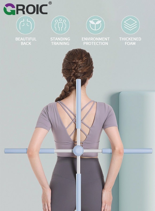 GROIC Back Straightener Posture Corrector, Yoga Sticks Stretching Tool for Posture, Humpback Correction Sticks Stretching Tool, Back Brace Women Posture Corrector for Men kids -Blue  - Image 2