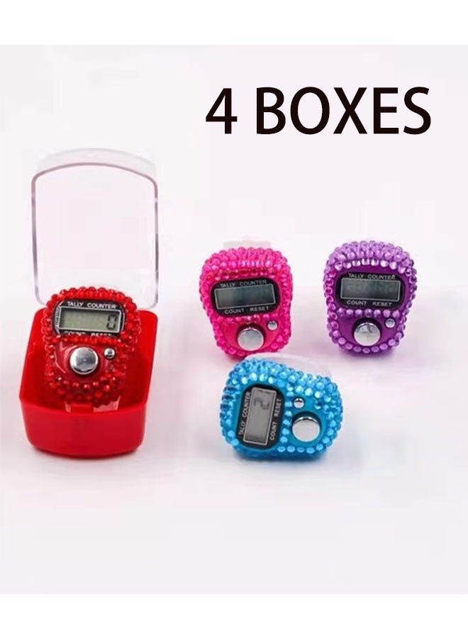 جيوستوس 4 أجهزة كمبيوتر عشوائية عدادات الأصابع - 5 عداد أصابع إلكترونية رقمية LED ، عداد التتبع اليدوي اليدوي. - Image 1