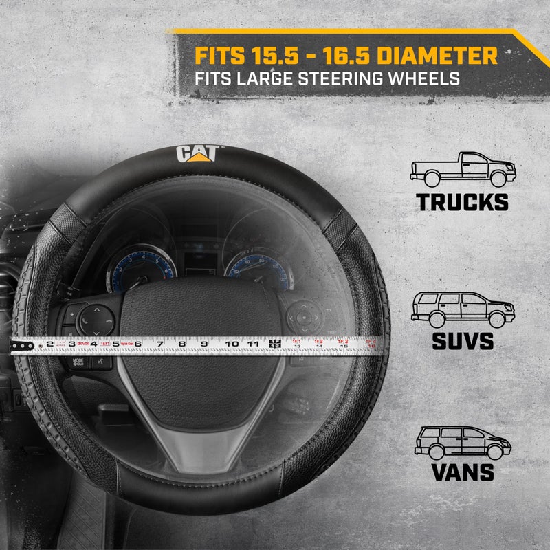 CATÂ® DuraGrip Car Steering Wheel Cover, Black Tire Tread Traction Design, Auto Steering Wheel Cover for Cars Trucks Vans SUVs, Improve Grip and Control, Durable Comfortable - Large 16" Inches - Image 4