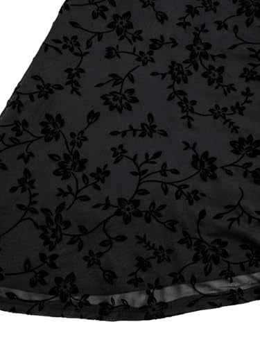 BEAUDRM Women's Y2k Plus Size Hippie Vintage Boho Dress Leopard Bell Long Sleeve V Neck Bow Mesh Goth Mini Dresses Black Floral 3X-Large Plus - Image 3