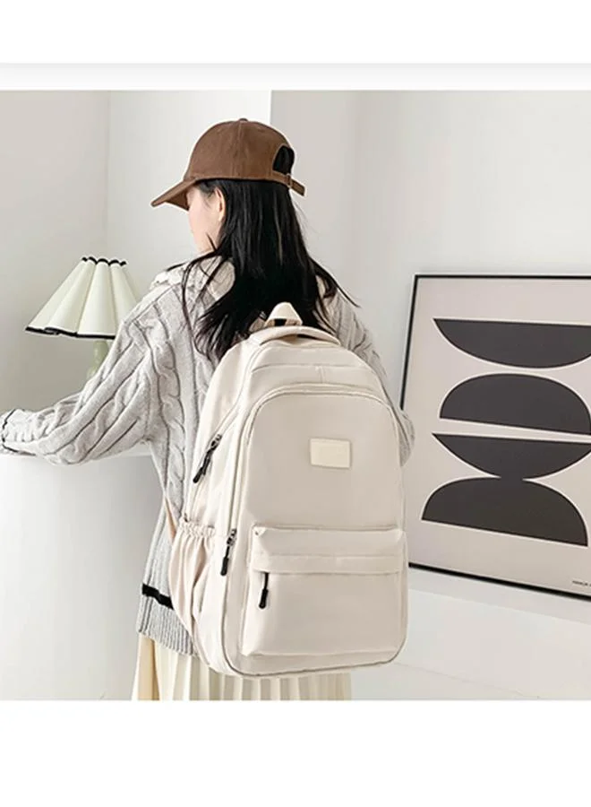 Take Two Plain White Polyester Backpack with Zip Closure
