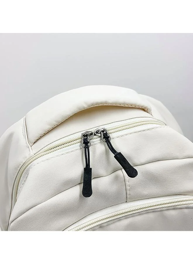 Take Two Plain White Polyester Backpack with Zip Closure