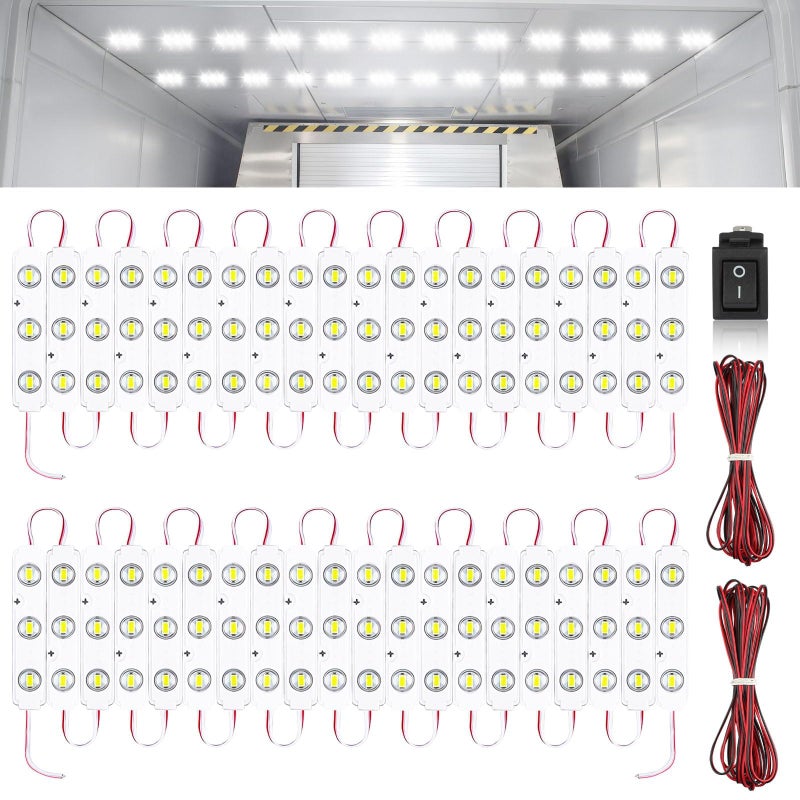 Linkstyle 12V 120 LEDs Van Interior Light Kits 12V LED Light Strip LED Module Lights Ceiling Lamp for Car Van Truck Auto Vehicle 40 Modules