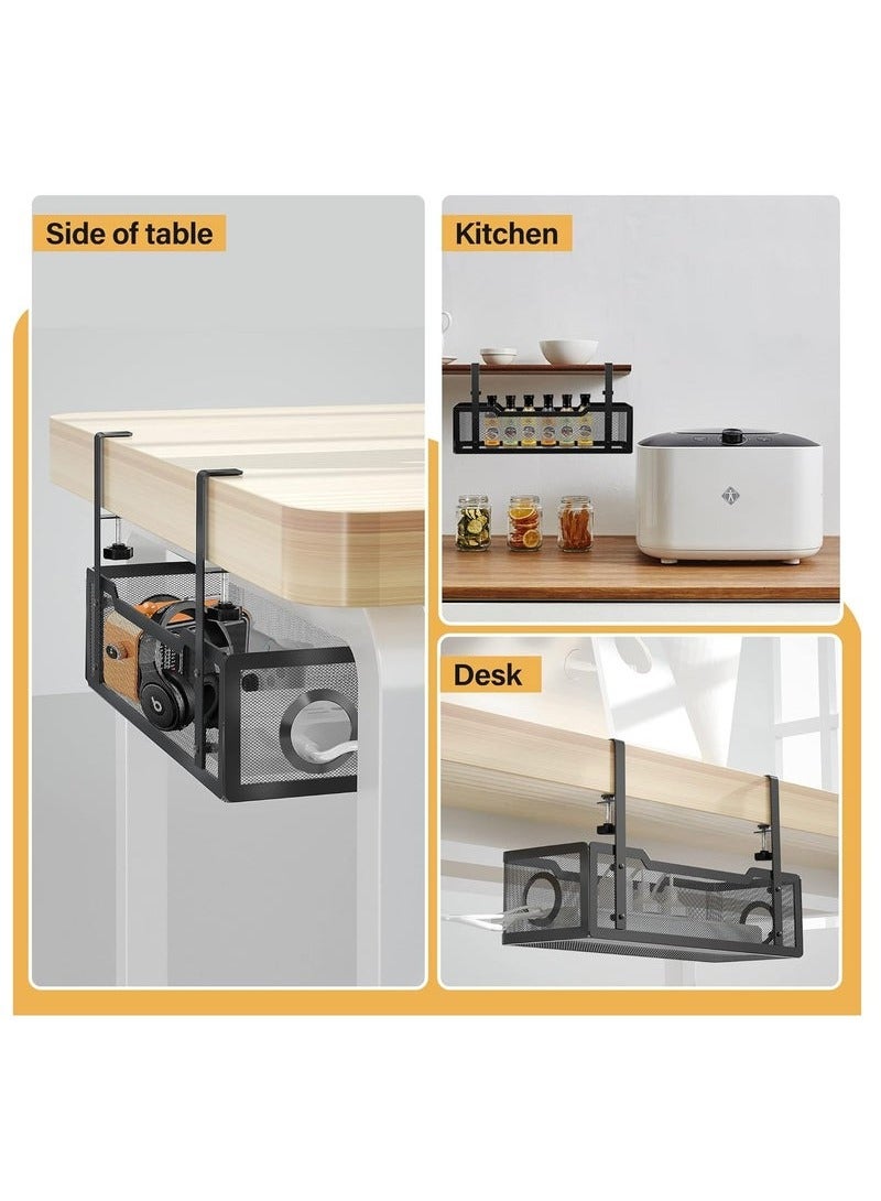 Arabest Under Desk Cable Management Tray, Metal Long Arms(3.9in), No Drill Mesh Desk Cable Tray, Wire Management Tray Cable Management Box for Office, Desk Cable Tray Wire Organizer, 1 Pack, Black - Image 5