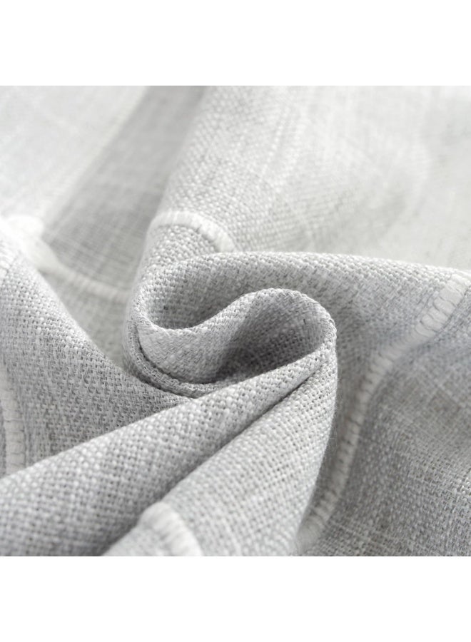 Cotton Linen Square Tablecloth with Tassel, Grey Lattice Pattern, 24x24 Inch - Image 2
