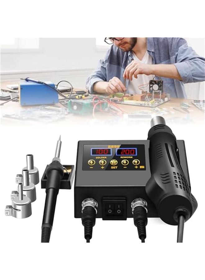 Hot Air Rework Soldering Station With Heat Set Temperature LED Screen Display For Electronics Repair Accessories - Image 2