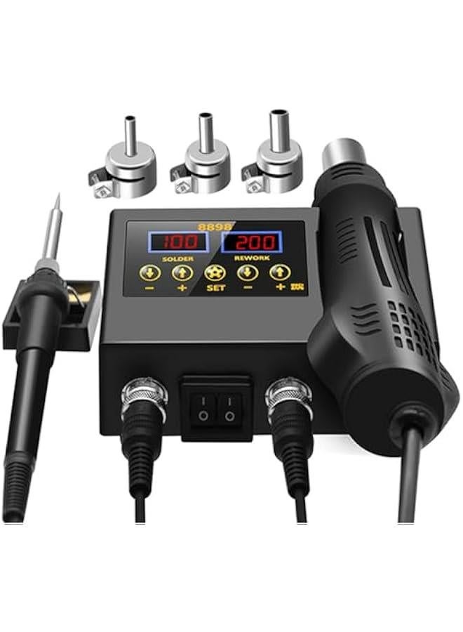 Hot Air Rework Soldering Station With Heat Set Temperature LED Screen Display For Electronics Repair Accessories - Image 3