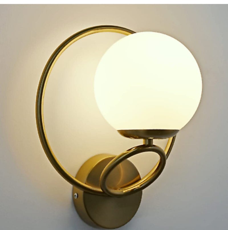 Improvhome Metal Dual Ring Type Modern Glob Shape Sconces E27 Holder Led Decorative Wall Lamp For Living Room (Bulb Not Included) (Gold) - Image 5