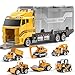 TEMI Construction Truck Set with Play Mat Carrier Truck Toys for Kids Toddlers DieCast Metal Toy Car Set Christmas Birthday Gift for Age 3 4 5 6  Years Old Boys Girls - Image 2