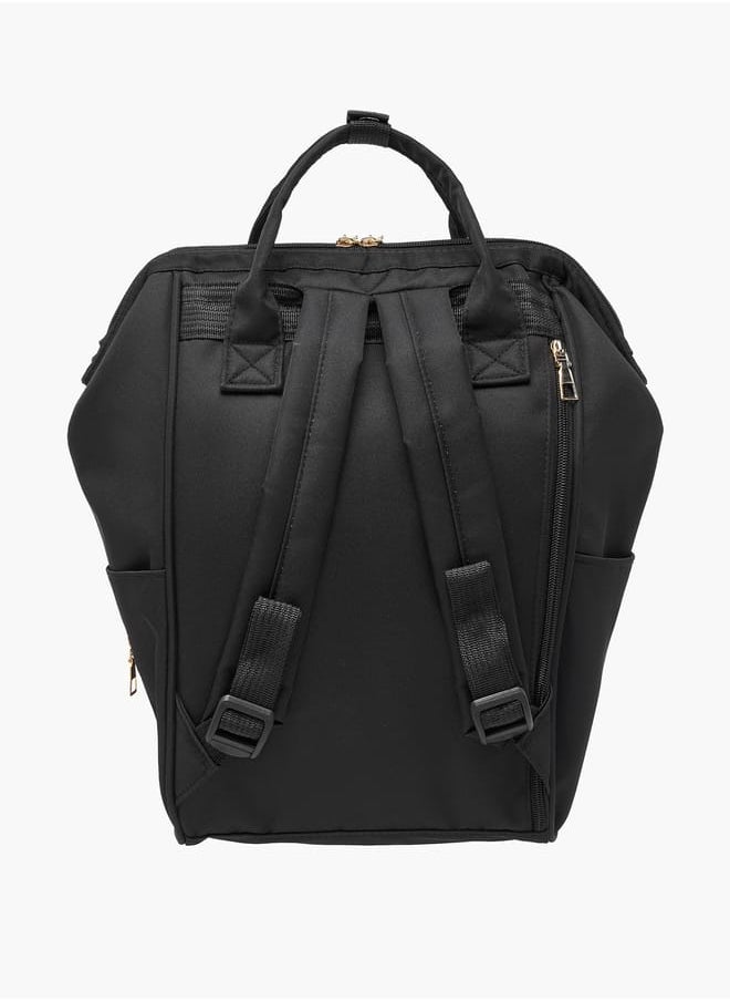 Flora Bella By Shoexpress Women Textured Backpack with Adjustable Straps and Zip Closure - 18x24x39 cm  - Image 3