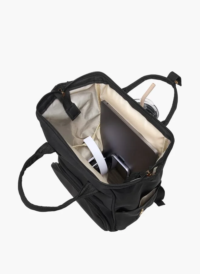 فلورا بيلا من شو إكسبرس Women Textured Backpack with Adjustable Straps and Zip Closure - 18x24x39 cm