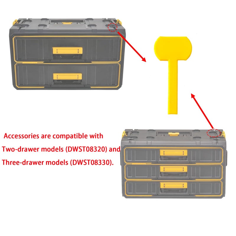 spansee 8 PCS Anti-Wobble Inserts Compatible with Dewalt Toughsystem 2.0 Tool Storage Drawer Boxes, Accessories Compatible for Dewalt Toughsystem 2.0 (Yellow) - Image 3