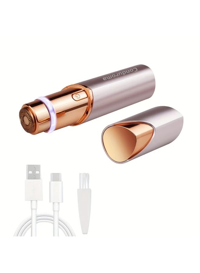 Golden Electric Facial Hair Remover for Women USB Rechargeable with LED Light - Image 1