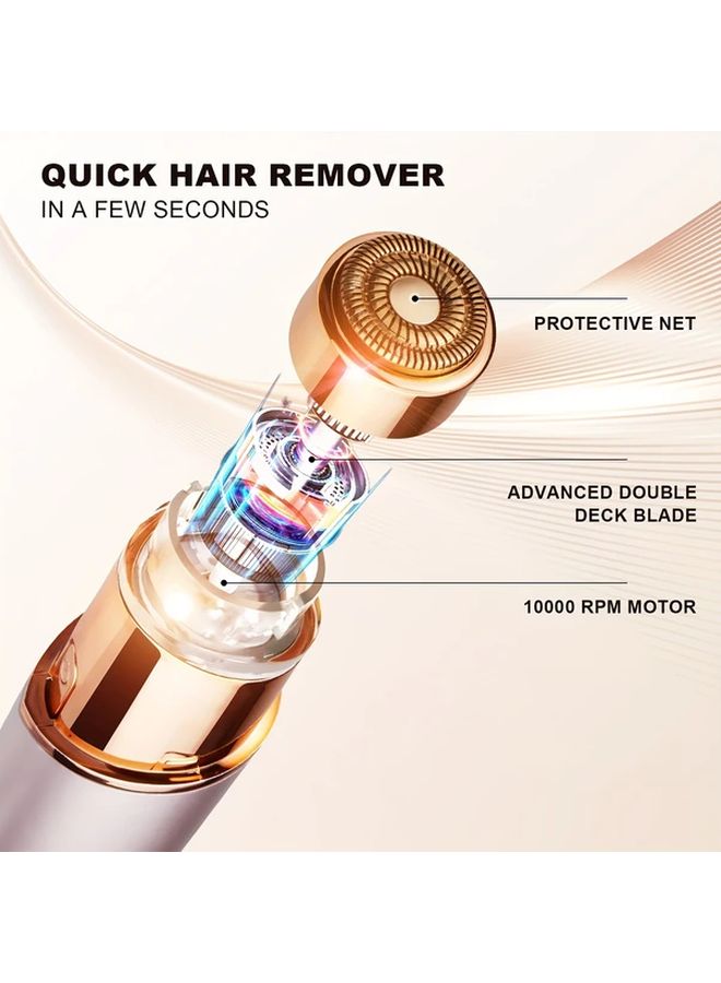 Golden Electric Facial Hair Remover for Women USB Rechargeable with LED Light - Image 5