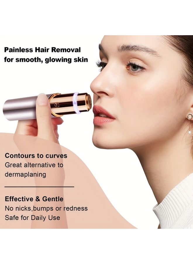 Golden Electric Facial Hair Remover for Women USB Rechargeable with LED Light - Image 2