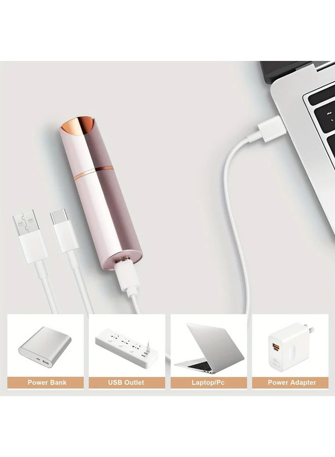 Golden Electric Facial Hair Remover for Women USB Rechargeable with LED Light - Image 3
