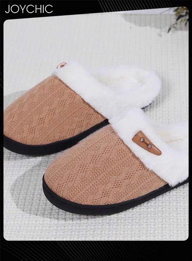 Joychic Simple Autumn and Winter Bedroom Non-slip Warm Slipper for Women  - Image 4