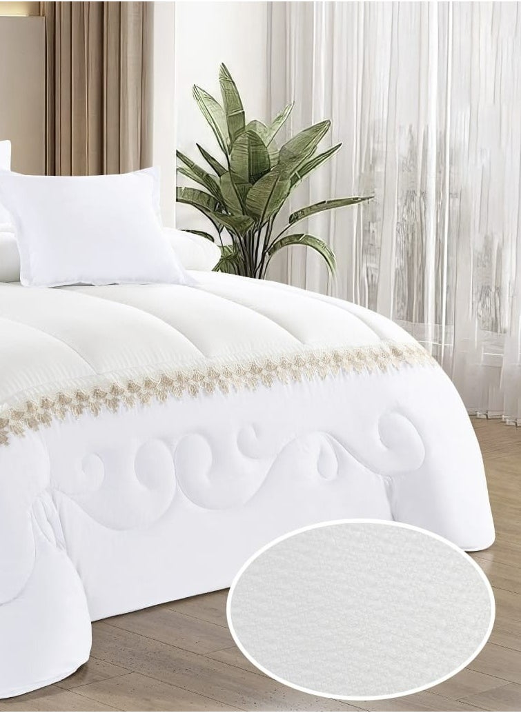 Moon - Summer bedspread, 4 pieces, one and a half, elegant design with lace line, suitable for bed size 120 x 200, quilt size 170 x 220 cm - Image 1