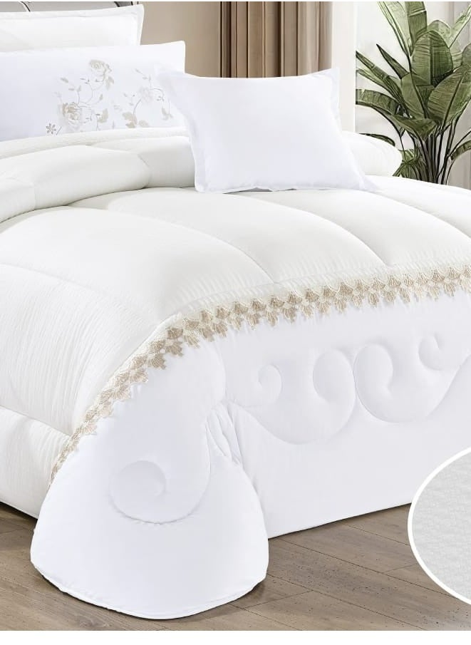 Moon - Summer bedspread, 4 pieces, one and a half, elegant design with lace line, suitable for bed size 120 x 200, quilt size 170 x 220 cm - Image 1