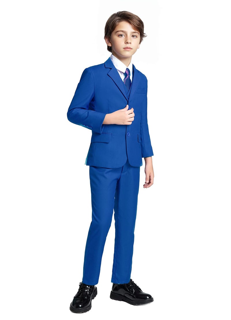 Addneo Toddler Boys Suits Kids Slim Fit Formal Suit Set Royal Blue Suits for Boy Outfit Children Tuxedos Size 5 - Image 2