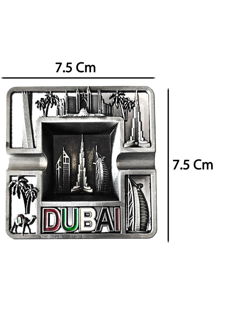 Souvenir Souq 2pcs Premium  Metal Ashtray Dubai | Zinc Alloy | UAE Flag Colors with Iconic Dubai Skylines, Copper & Antique - Image 2