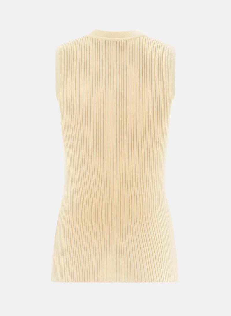 Lichi Rib-knit top with golden buttons