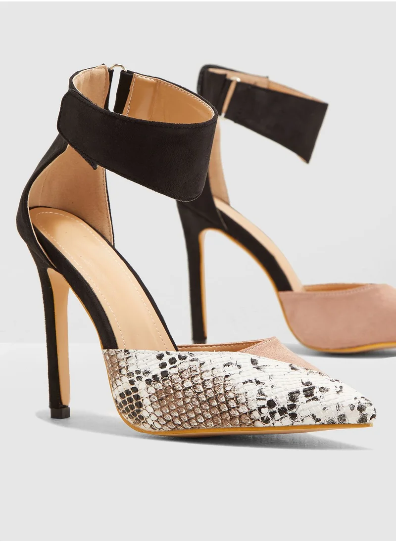 ELLA Pointed Toe Pump With Snake Print