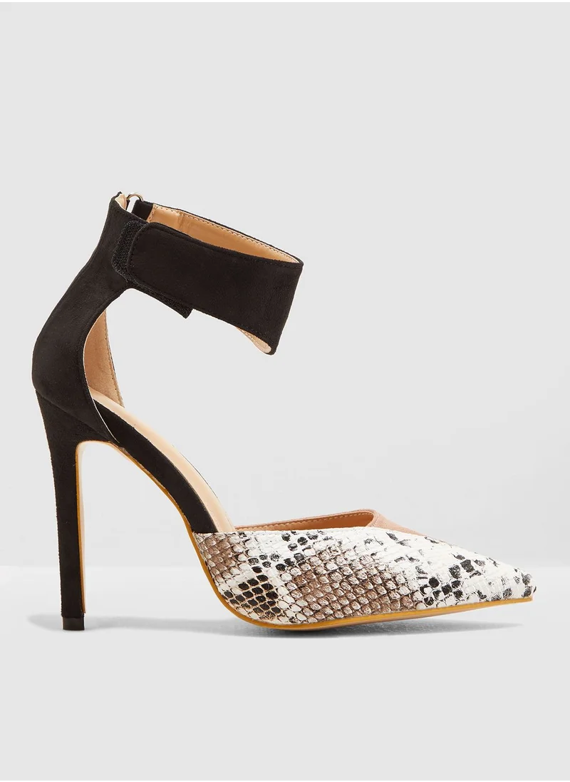 ELLA Pointed Toe Pump With Snake Print